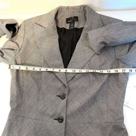 Moda International Plaid Peplum Fitted Blazer Size 12 - Picture 7 of 8